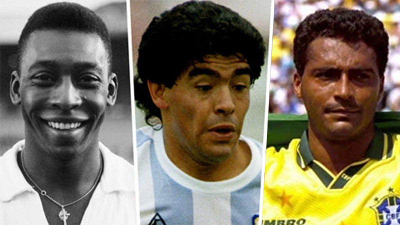 Bộ ba tiền đạo Pele – Diego Maradona –  Romario